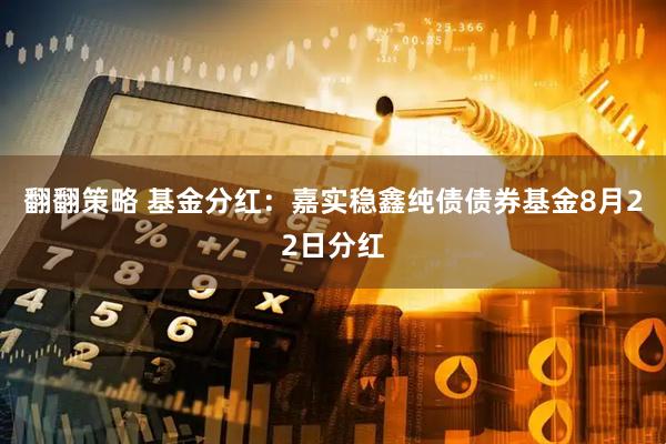 翻翻策略 基金分红:嘉实稳鑫纯债债券基金8月22日分红